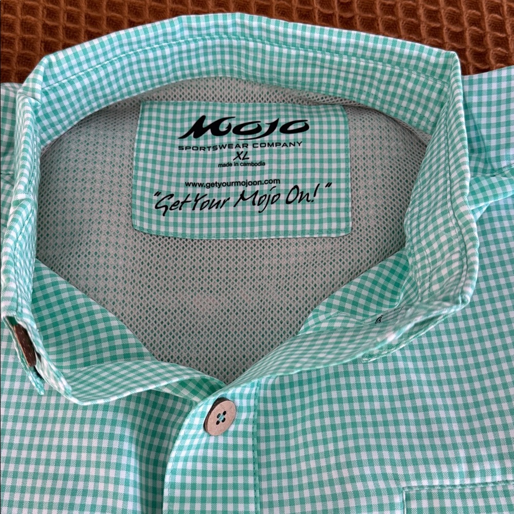 Mojo Sportswear Company Mint Green Button Down Short Sleeve Shirt Men’s X Large - Picture 2 of 10